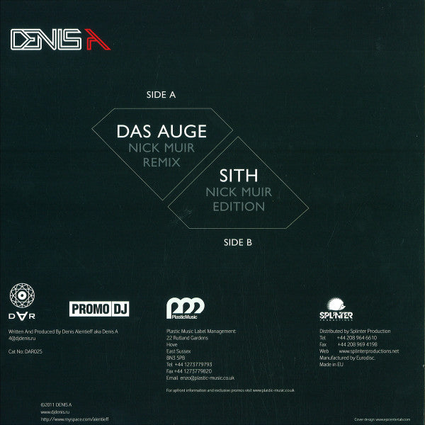 Denis A : Remixes (Diamond Edition Inc. Nick Muir Remixes) (12")