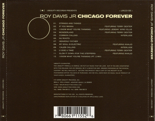 Roy Davis Jr. : Chicago Forever (CD, Album)