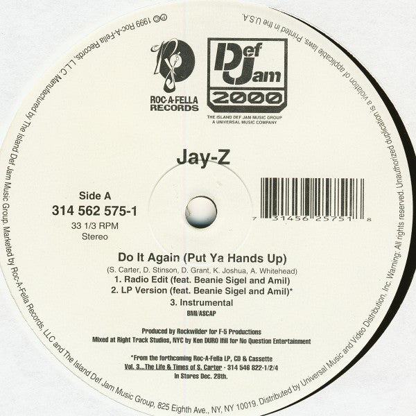Jay-Z Featuring Beanie Sigel And Amil : Do It Again (Put Ya Hands Up) (12", Single)