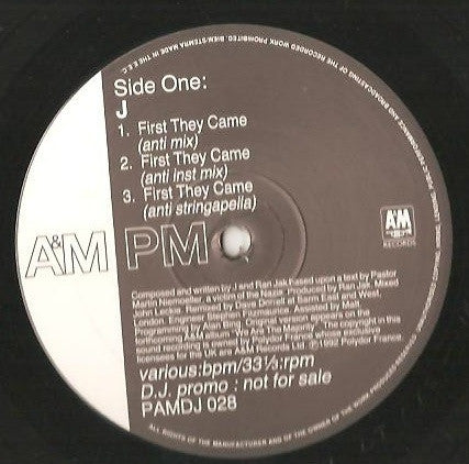 J. : First They Came / Born On The Wrong Side Of Town (12", Promo)