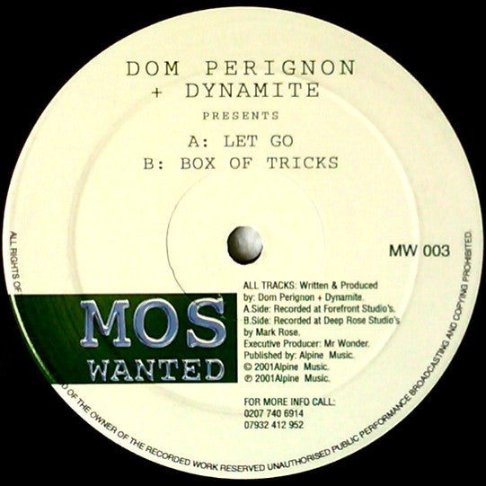 Dom Perignon & Dynamite : Let Go! (12")