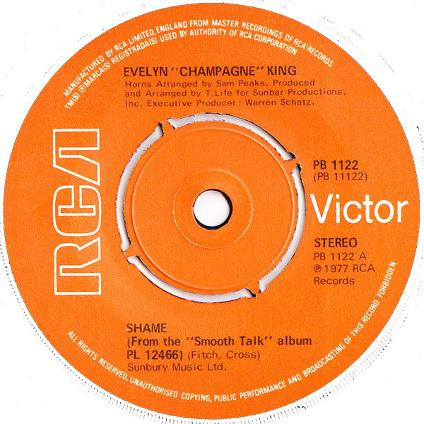 Evelyn King : Shame (7", Single)
