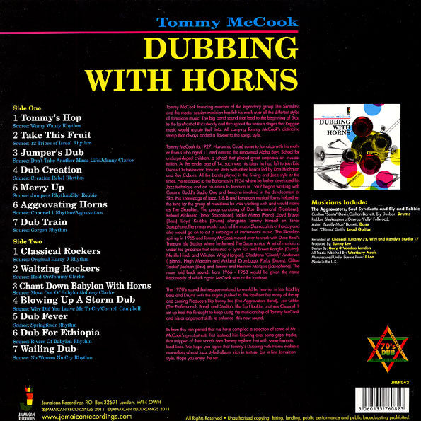 Tommy McCook : Dubbing With Horns (LP, Comp)