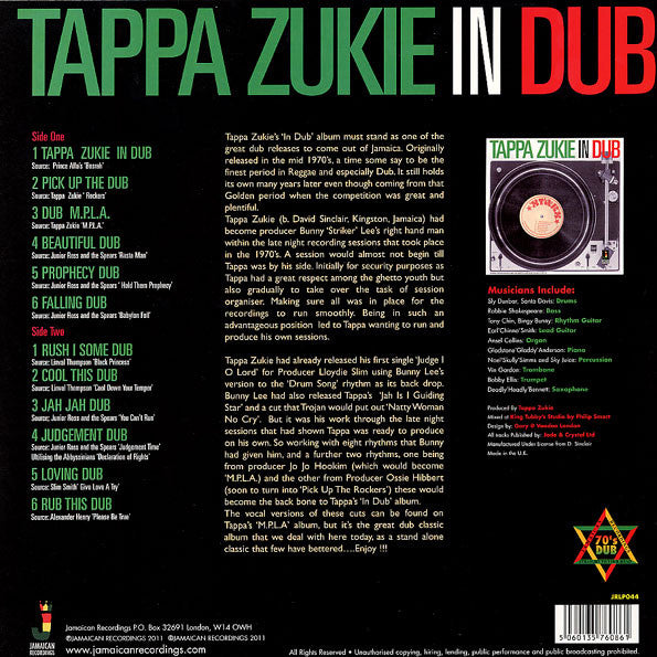 Tapper Zukie : In Dub (LP, Album, RE)