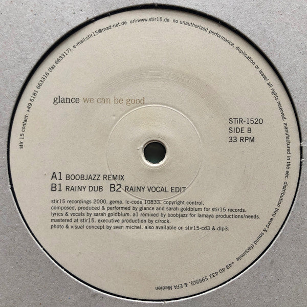 Glance : We Can Be Good (12")