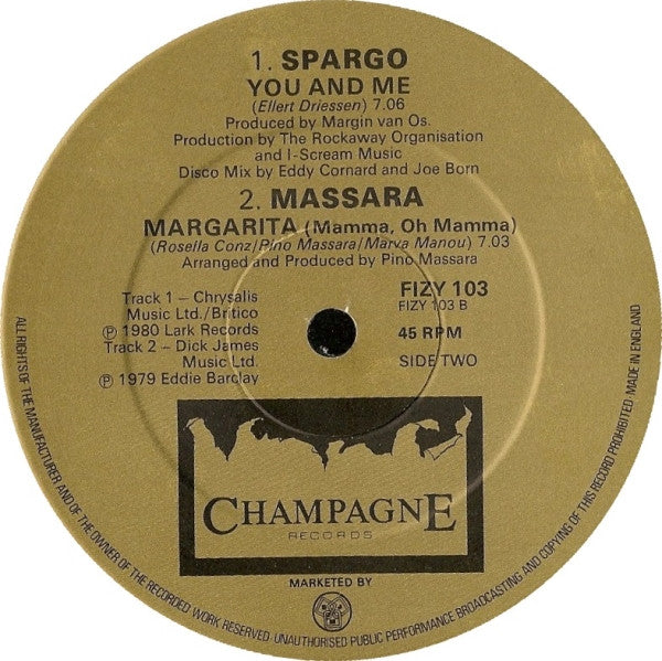 Harlow (2) / Spargo / Pino Massara : Take Off / You And Me / Margarita (12")