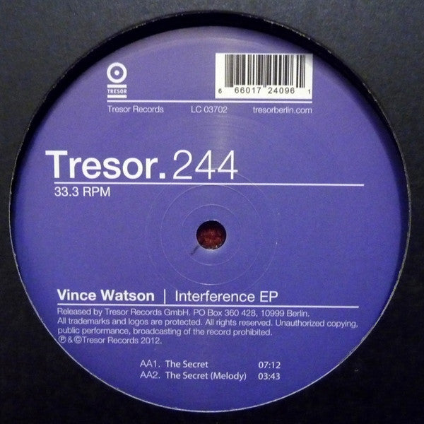 Vince Watson : Interference EP (12", EP)