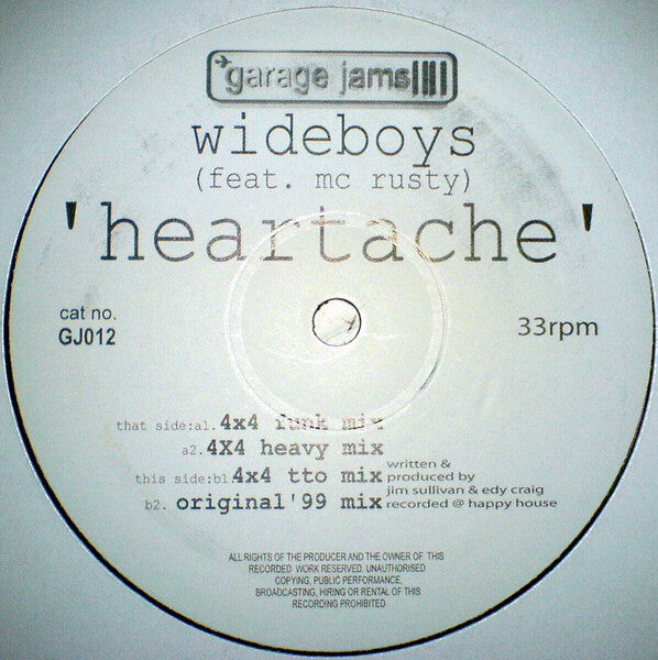 The Wideboys Feat. Rusty (2) : Heartache (12")