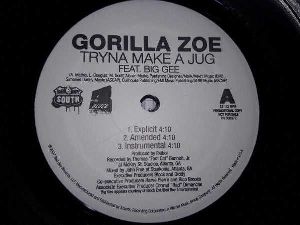 Gorilla Zoe : Tryna Make A Jug / Juice Box (12", Single, Promo)