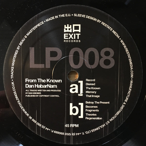 Dan HabarNam : From The Known (12", Album)