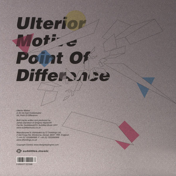 Ulterior Motive : It's On / Point Of Difference (12")