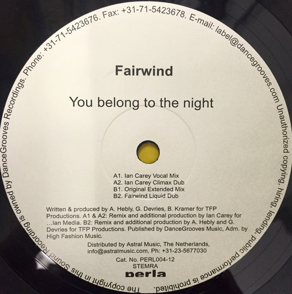 Fairwind : You Belong To The Night (12")