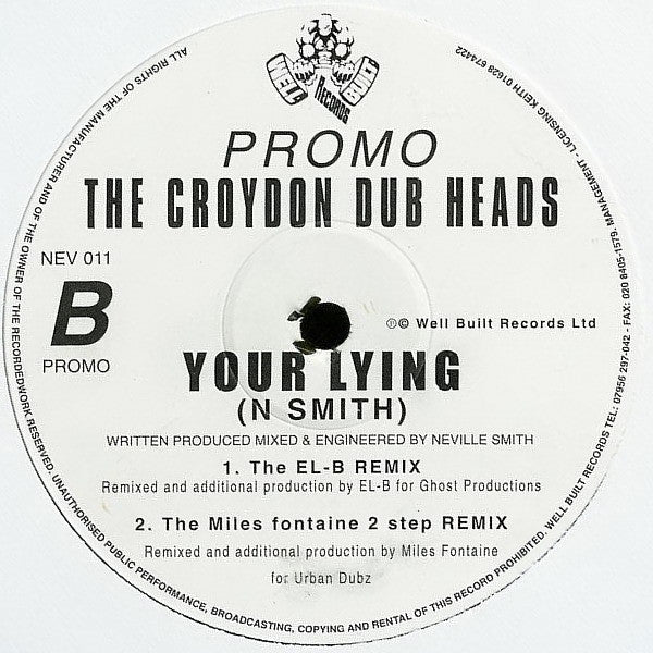 Croydon Dub Heads : Your Lying (12", Promo)