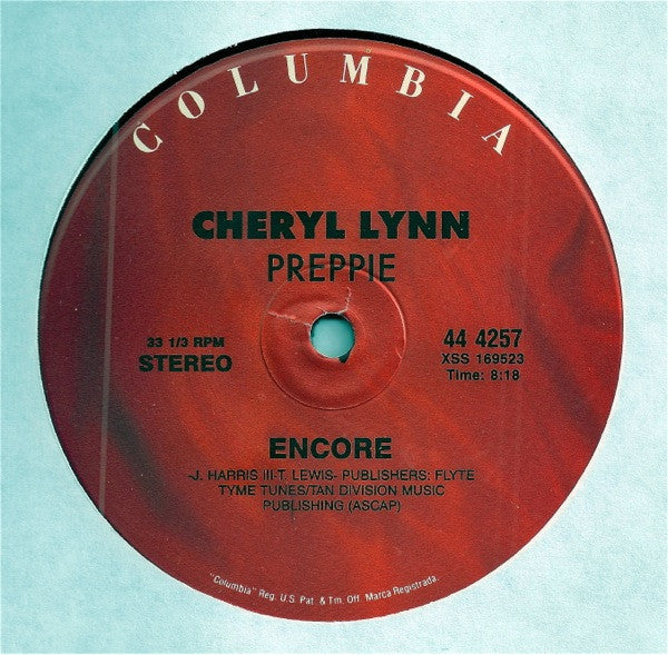 Cheryl Lynn : Preppie (12", Single, Unofficial)