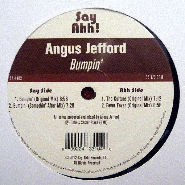 Angus Jefford : Bumpin' (12")