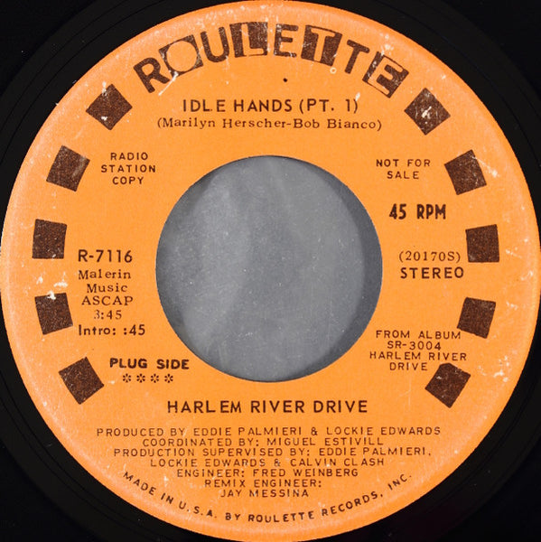 Harlem River Drive : Idle Hands (Pt. 1) (7", Single, Mono, Promo)