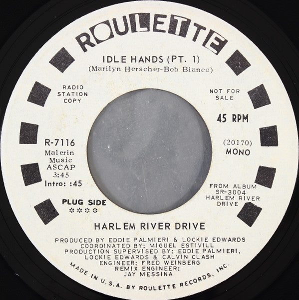 Harlem River Drive : Idle Hands (Pt. 1) (7", Single, Mono, Promo)