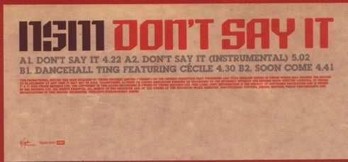 New Sector Movements : Don't Say It (12", Promo)