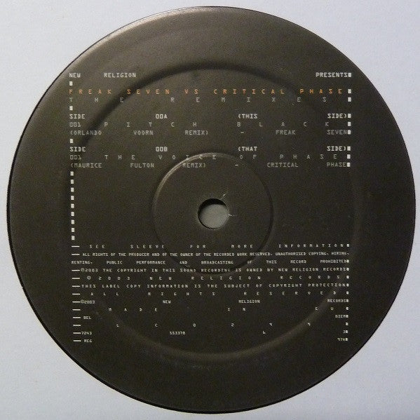 Freak Seven vs. Critical Phase : The Remixes (12")