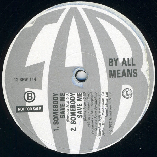 By All Means : Somebody Save Me (12", Promo)