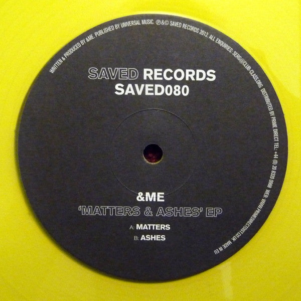 &Me : Matters & Ashes EP (12", EP, Yel)