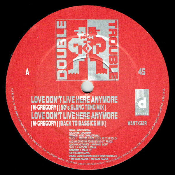 Double Trouble : Love Don't Live Here Anymore (Remixes) (12")