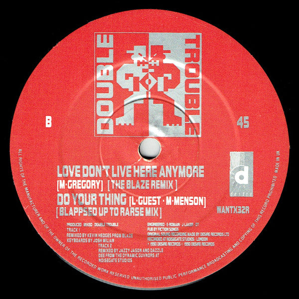 Double Trouble : Love Don't Live Here Anymore (Remixes) (12")