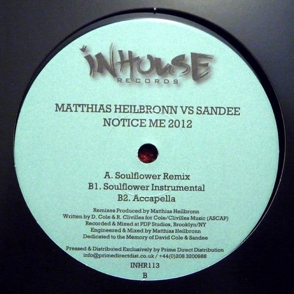 Matthias Heilbronn Vs Sandee : Notice Me 2012 (12")