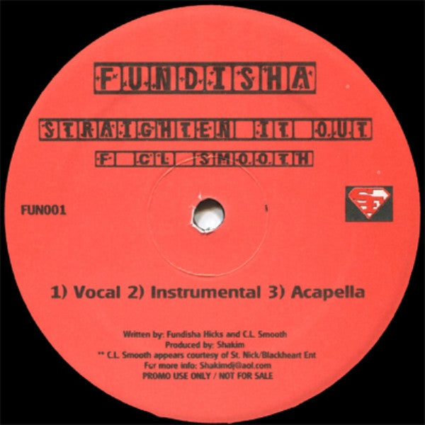 Fundisha F. C.L. Smooth : Straighten It Out (12", Promo)
