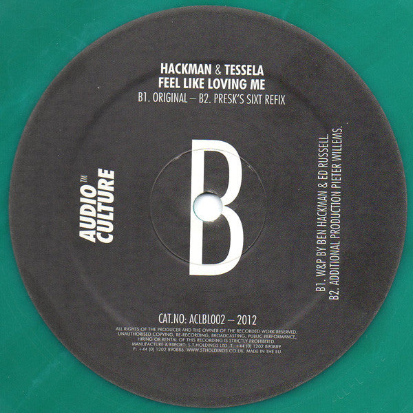 Hackman & Tessela : Now I've Lost My Number 4 / Feel Like Loving Me (12", Gre)