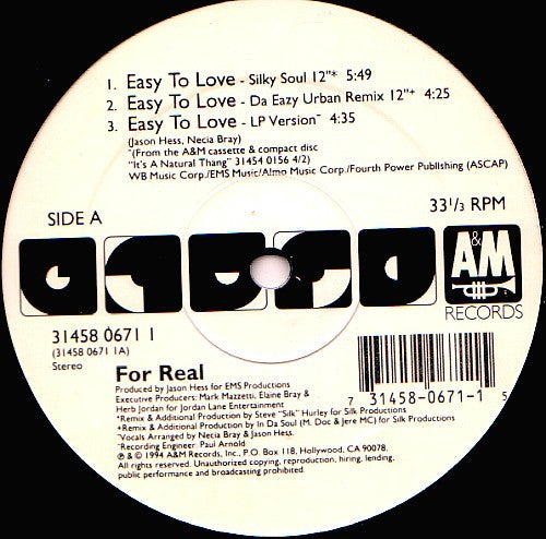 For Real : Easy To Love (12")