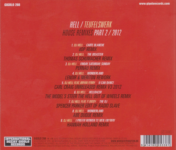 Hell : Teufelswerk (House Remixes Part 2 / 2012) (CD, Album)