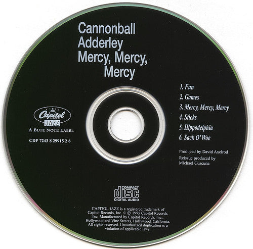 The Cannonball Adderley Quintet : Mercy, Mercy, Mercy! - Live At "The Club" (CD, Album, RE)