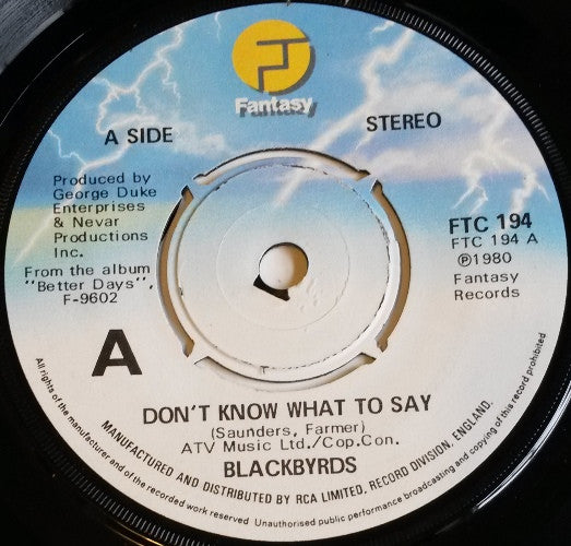 The Blackbyrds : Don't Know What To Say / Rock Creek Park (Remix) (7")