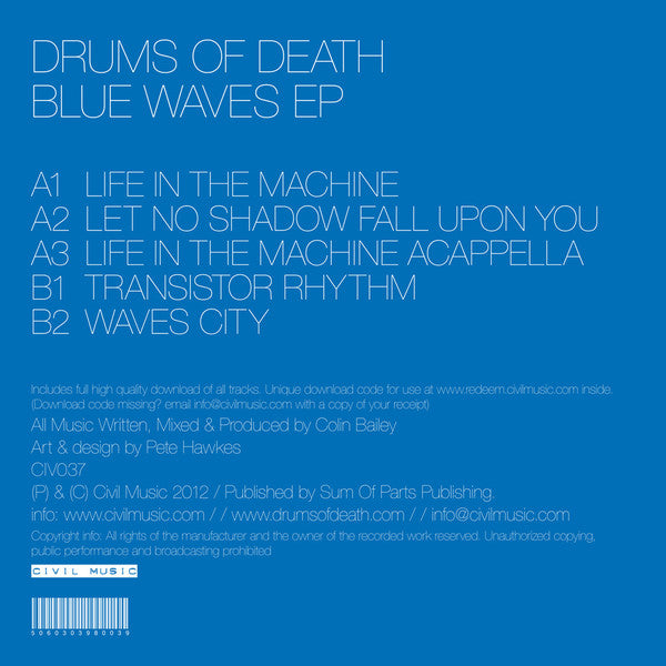 Drums Of Death : Blue Waves EP (12", EP)