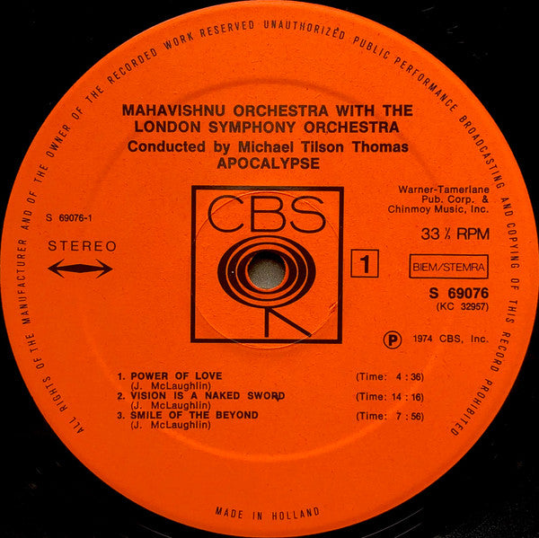 Mahavishnu Orchestra With The London Symphony Orchestra, Michael Tilson Thomas : Apocalypse (LP, Album)