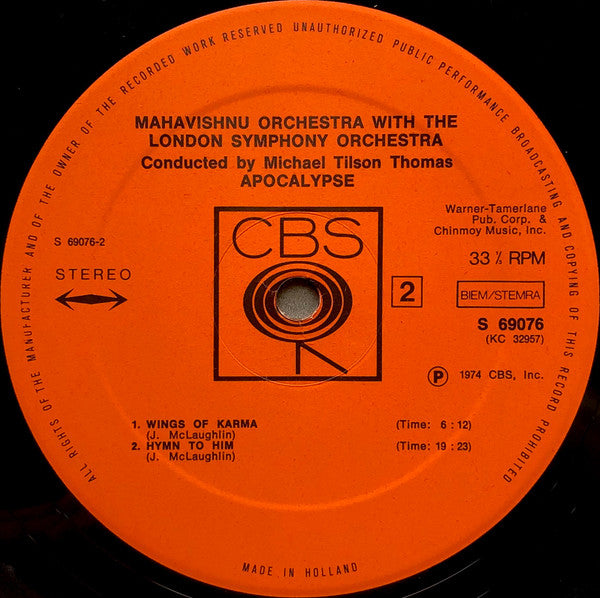 Mahavishnu Orchestra With The London Symphony Orchestra, Michael Tilson Thomas : Apocalypse (LP, Album)