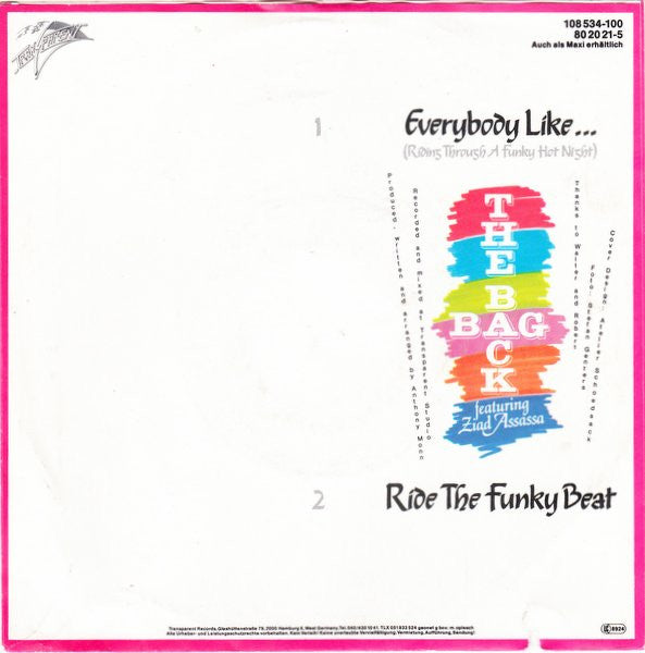 The Back Bag Featuring Ziad Assassa : Everybody Like... (Riding Through A Funky Hot Night) (7", Single)