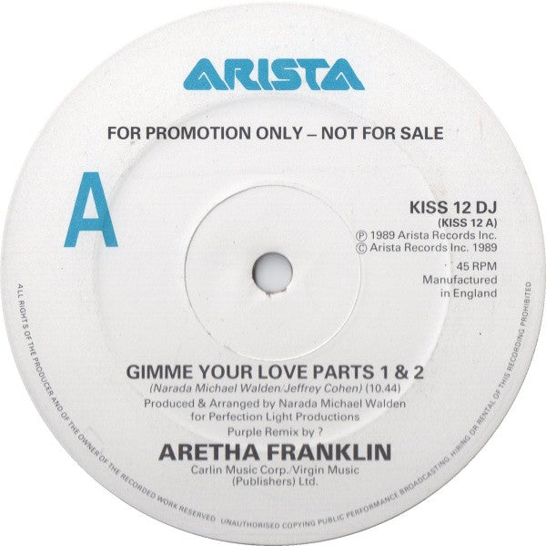 Aretha Franklin : Gimme Your Love (12", Promo)