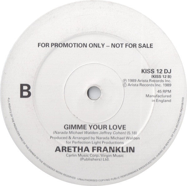 Aretha Franklin : Gimme Your Love (12", Promo)