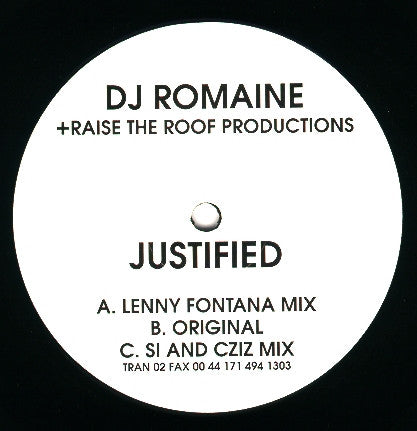 DJ Romain : Justified (10", W/Lbl)
