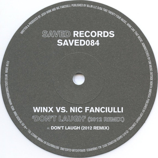 Josh Wink vs. Nic Fanciulli : Don't Laugh (2012 Remix) (12", S/Sided, Whi)