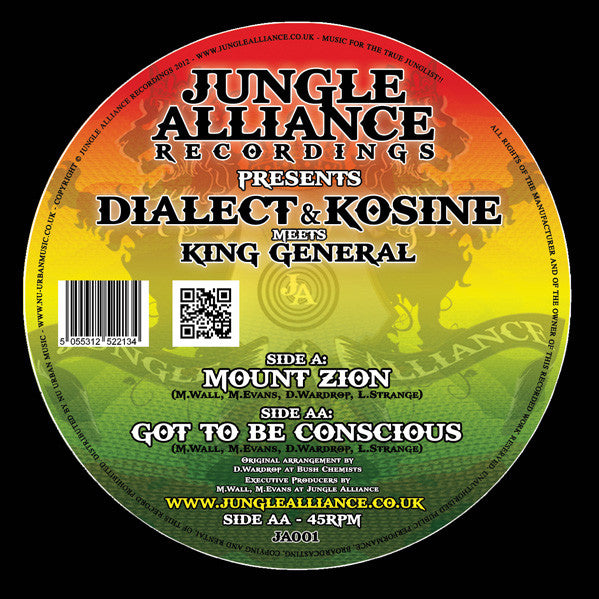 Kosine & Dialect Meets King General : Mount Zion / Got To Be Conscious (12")