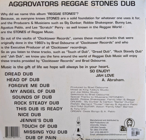 The Aggrovators : Reggae Stones Dub (LP, Album, RE)