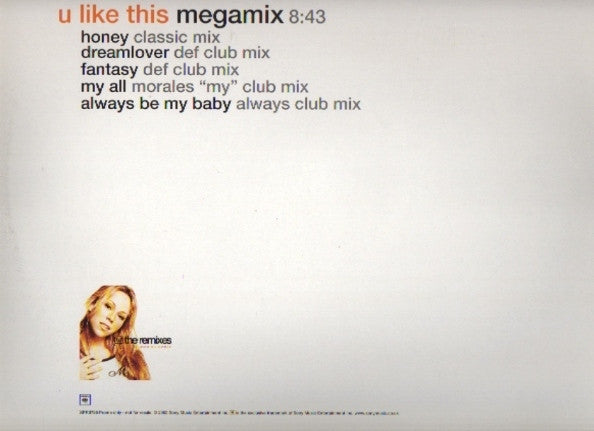 Mariah Carey : U Like This (Megamix) (12", S/Sided, Promo)
