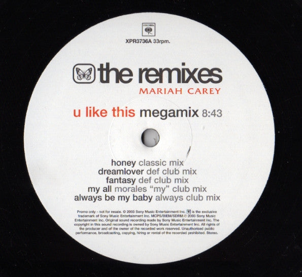 Mariah Carey : U Like This (Megamix) (12", S/Sided, Promo)