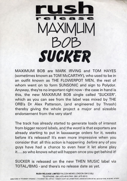 Maximum Bob : Sucker (12", Promo)
