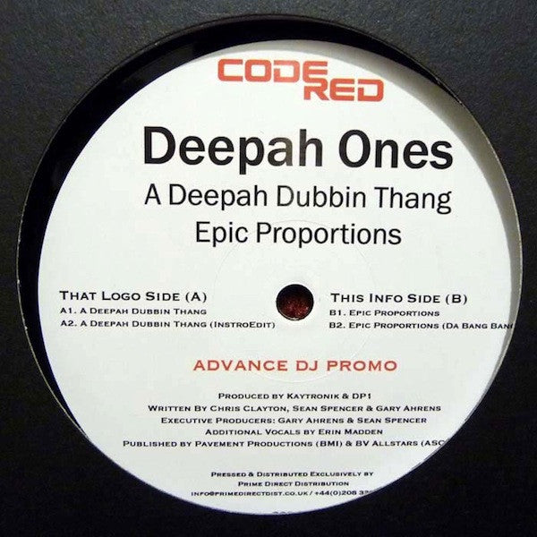 Deepah Ones : A Deepah Dubbin Thang / Epic Proportions (12")