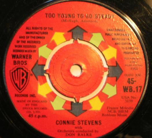 Connie Stevens : Too Young To Go Steady (7", Single)