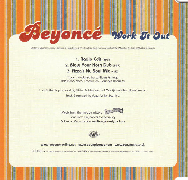 Beyoncé : Work It Out (CD, Single)